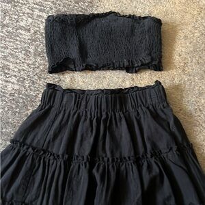 SHEIN Black Maxi Smocked Skirt Set